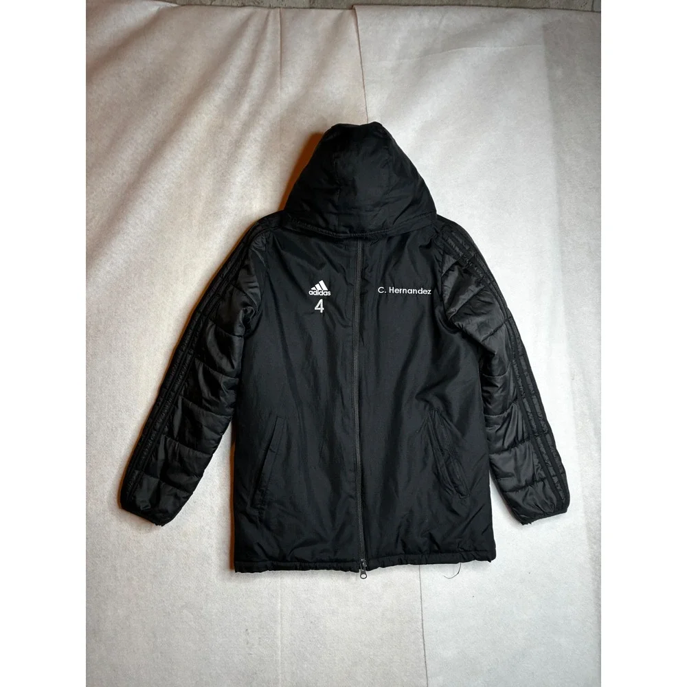 Adidas Youth Medium Black Hooded Puffer Jacket Full‎ Zip C. Hernandez 4 Soccer